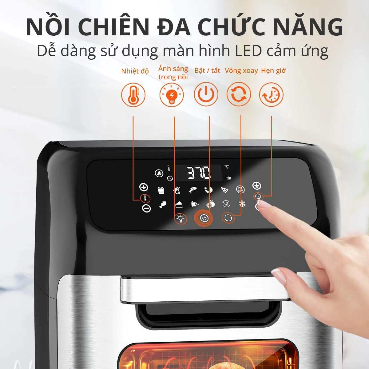 Nồi chiên không dầu 12L điện tử Mishio MK281 - Hàng chính hãng