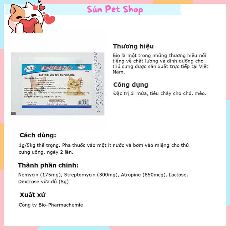 Bio Scour W.S.P giảm tiêu chảy, ói mửa cho chó mèo