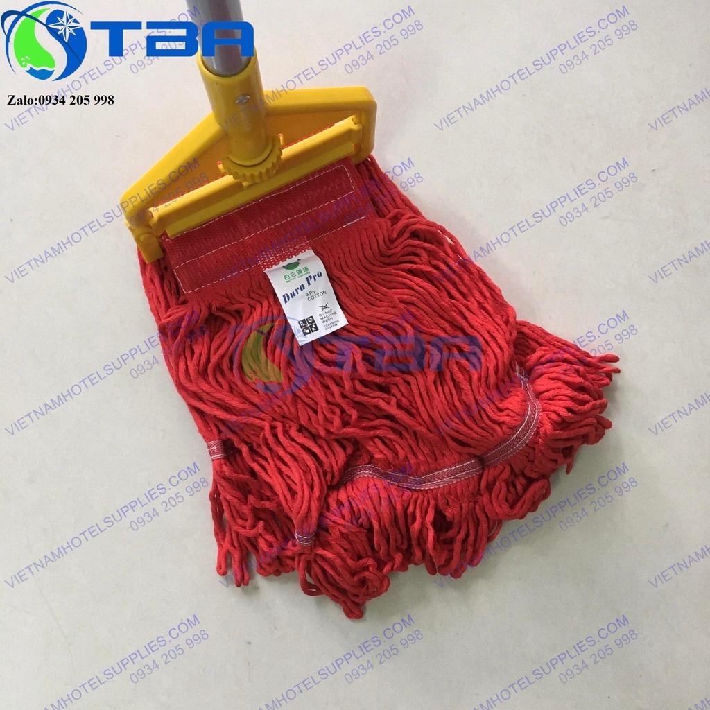 Cây lau sàn dạng kẹp cao cấp thân hợp kim nhôm tấm lau màu đỏ siêu bền với đầu kẹp màu vàng