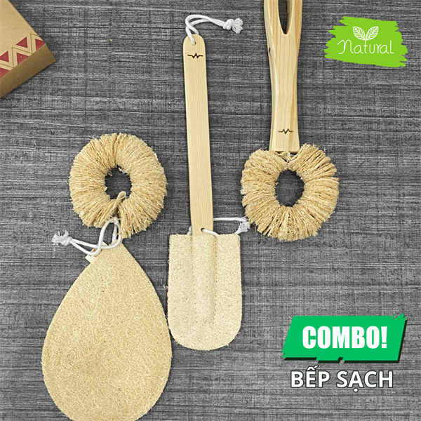 Combo Bếp Sạch Mỗi Ngày Với Xơ Mướp Vi Lâm