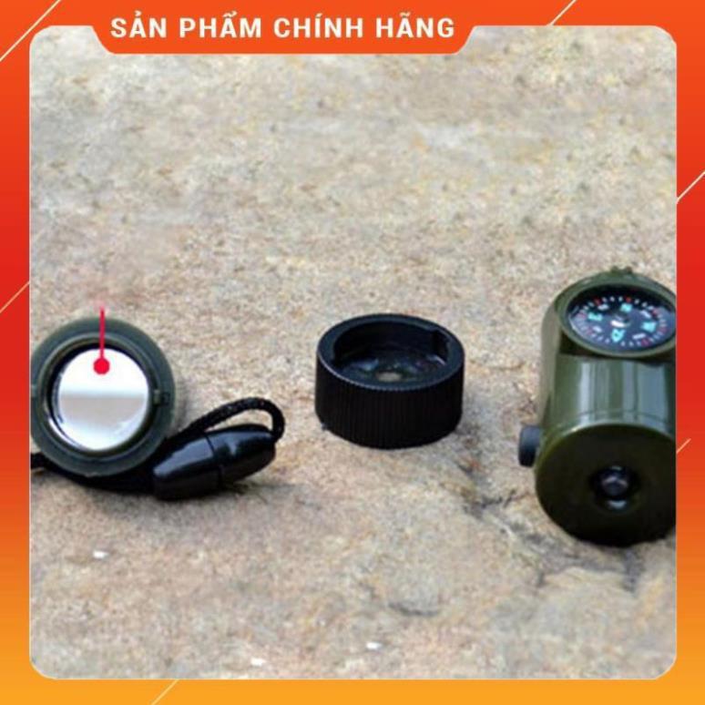 Móc khóa la bàn nhiệt kế còi thổi 6 chức năng tặng khăn đa năng đi phượt 206627206311