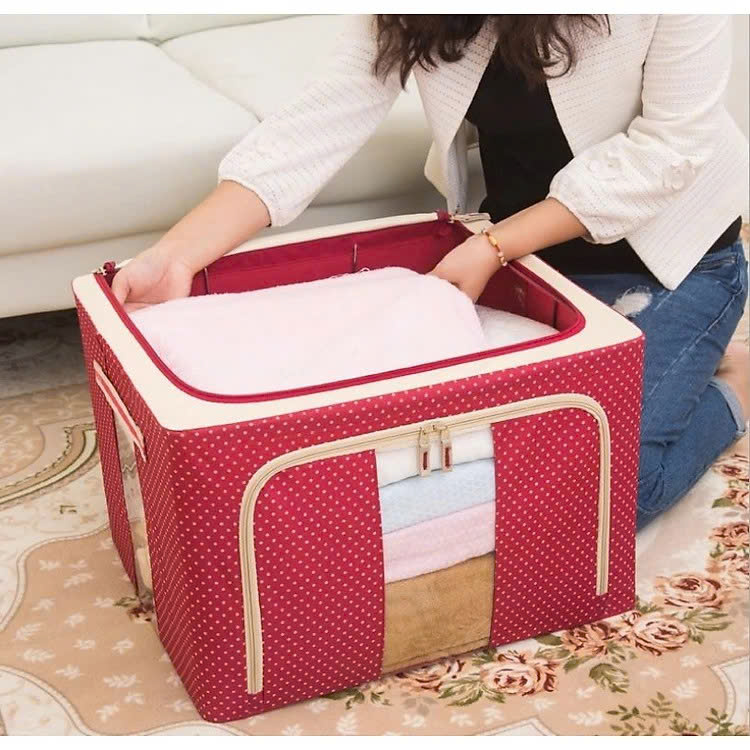 Túi Đựng Chăn Màn - Hộp Đựng Quần Áo Khung Sắt Gấp Gọn - Màu Ngẫu Nhiên