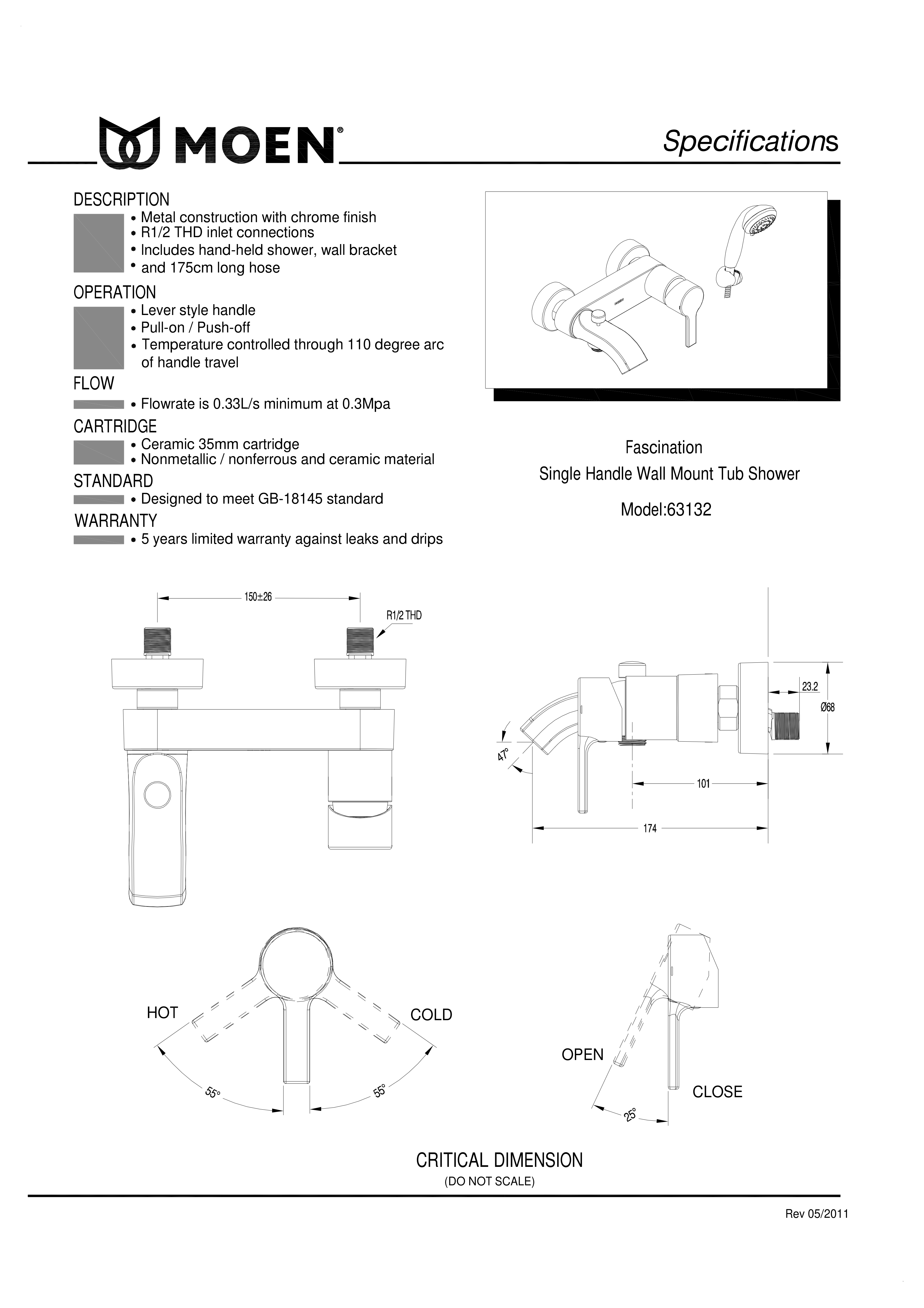 Bộ sen tắm nóng lạnh MOEN 63132