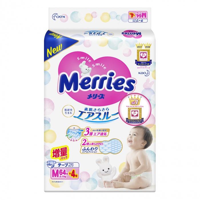 Bỉm - Tã dán Merries cộng miếng (cho bé dưới 11kg