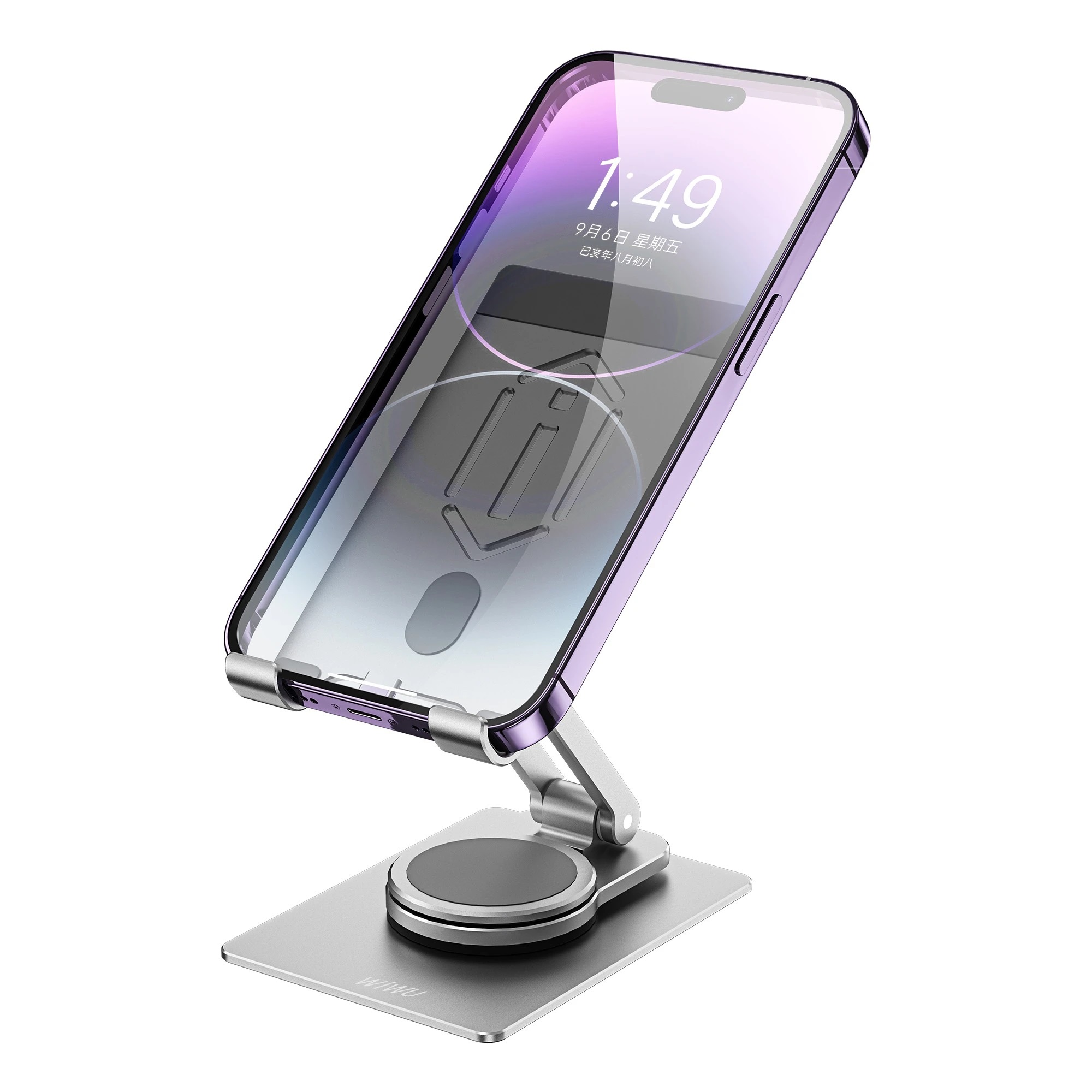 Giá đỡ hợp kim nhôm xoay 360 độ, gấp gọn điều chỉnh linh hoạt điện thoại máy tính bảng hiệu WIWU ZM107 cho iPhone iPad 16 15 11 12 13 Fold Flip S23 S24 - Hàng nhập khẩu