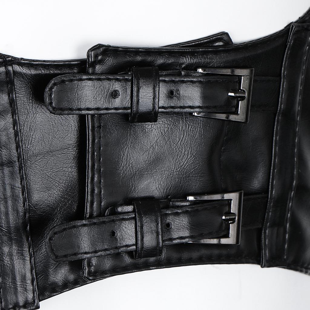 Women's Punk PU Leather Corset Belt Wide Waist Band Body Harness Waist Belt with Straps