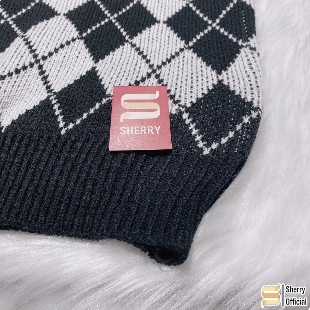 Áo len gile nữ hoạ tiết caro