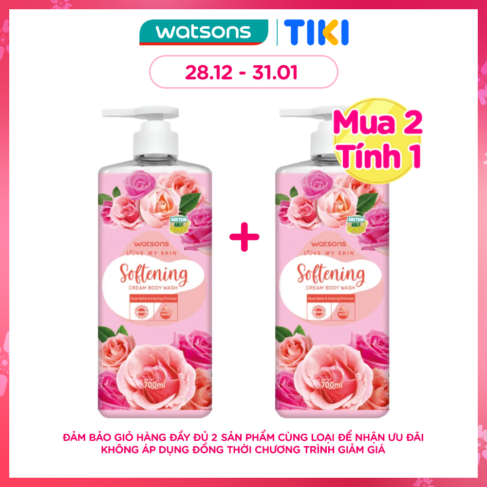 Kem Tắm Watsons Love My Skin Softening Cream Body Wash 700ml