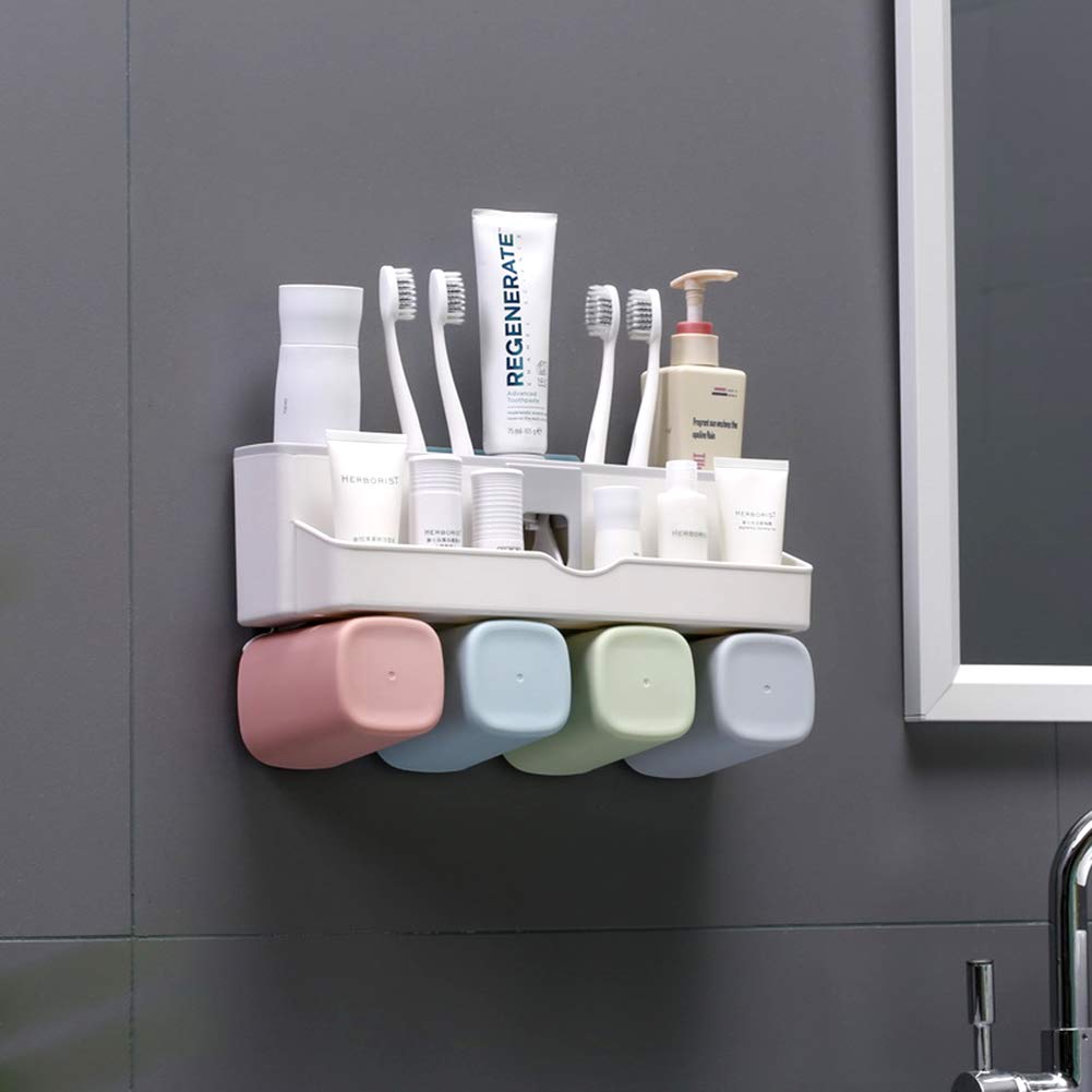 Dụng Cụ Nhả Kem Đánh Răng 4 Cốc Chất Liệu Lúa Mạch Không Cần Khoan Vít - Dụng Cụ Lấy Kem Đánh Răng Tự Động 4 Cốc Lúa Mạch Cao Cấp