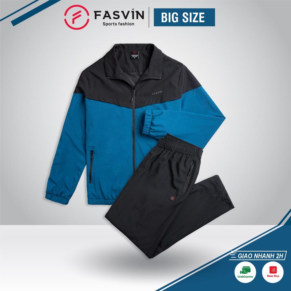 Bộ quần áo gió nam Bigsize FASVIN BC22177.HN vải thể thao cao cấp 02 lớp lót lưới hàng chính hãng