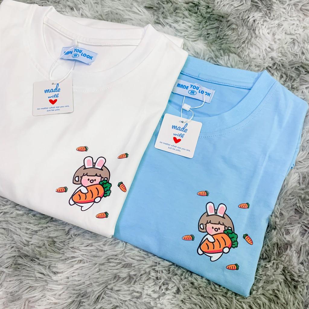 Áo Thun Tay Dài Thu Đông Unisex Thỏ Cà Rốt Ulzzang