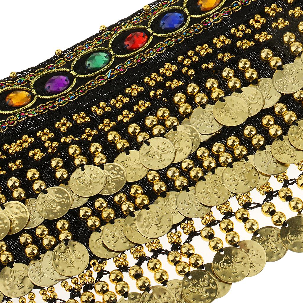 Ladies Belly Dance Wrap Belt Gold Coins Tassel Hip Scarf Costume