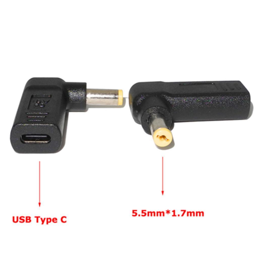 Type-c Female To 5.5*1.7mm Male 90 Degree Angle W/PD Chip DC Laptop Charger