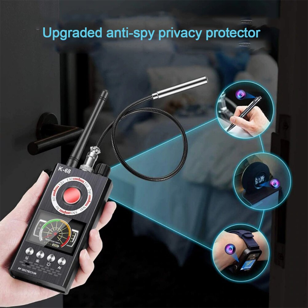 ROGTZ - Máy dò Camera ẩn Máy ghi âm GPS Tín hiệu di động Tín hiệu vô tuyến K68 Detector Pin Lithium 1200mAh Thời gian sử dụng 8-10 tiếng Sạc nhanh Kích thước siêu nhỏ Khu vực dò rộng Văn phòng Khách sạn Nhà ở Oto Hàng Chính Hãng
