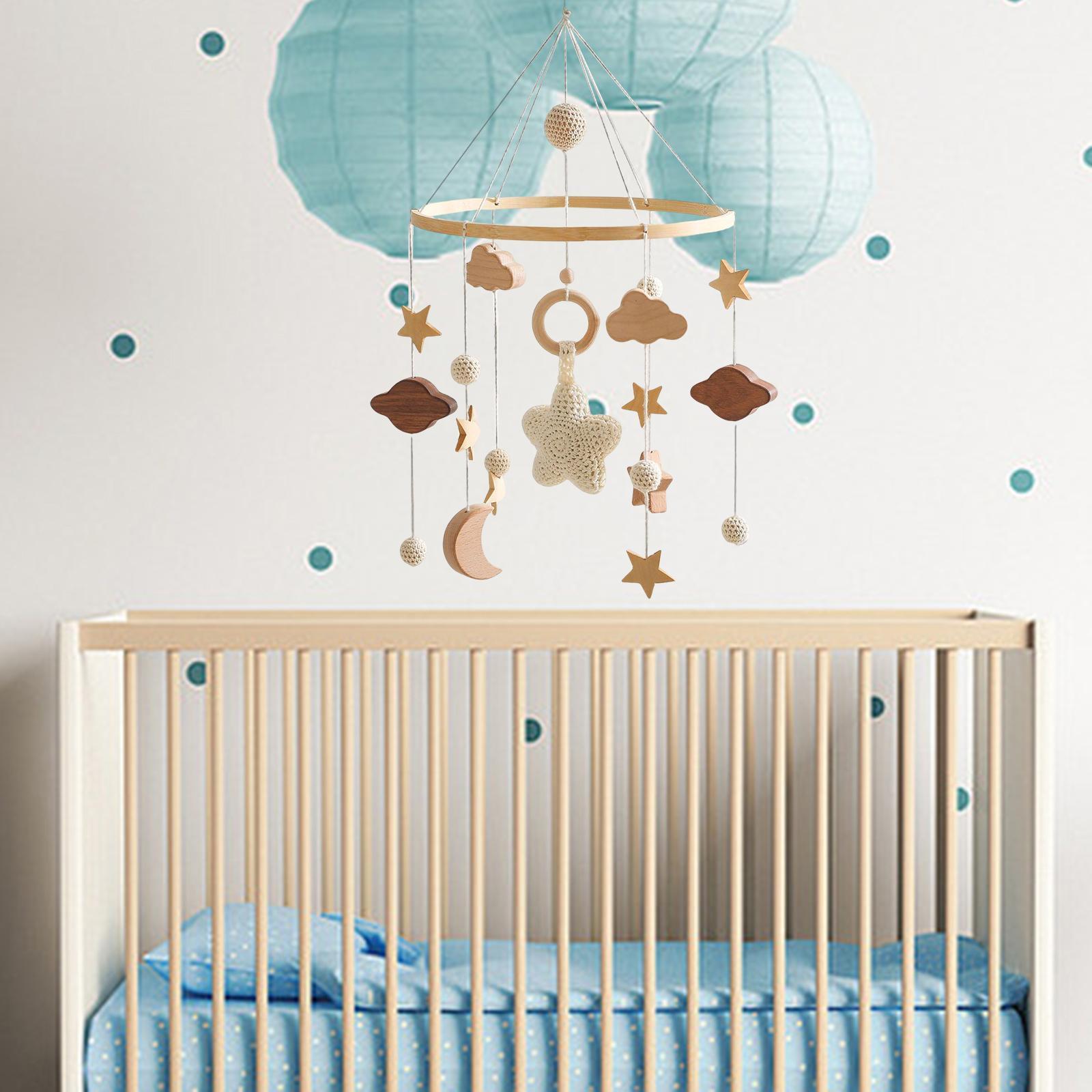 Wood Nursery Crib Mobile Photography Props for Toddler Infant Ornaments