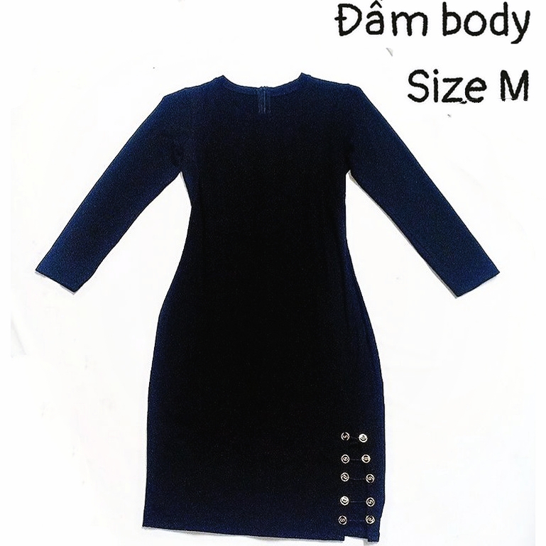 Đầm Body Nữ - Váy Body Cổ Tròn Tay Dài Xẻ Đùi - Loại 1m