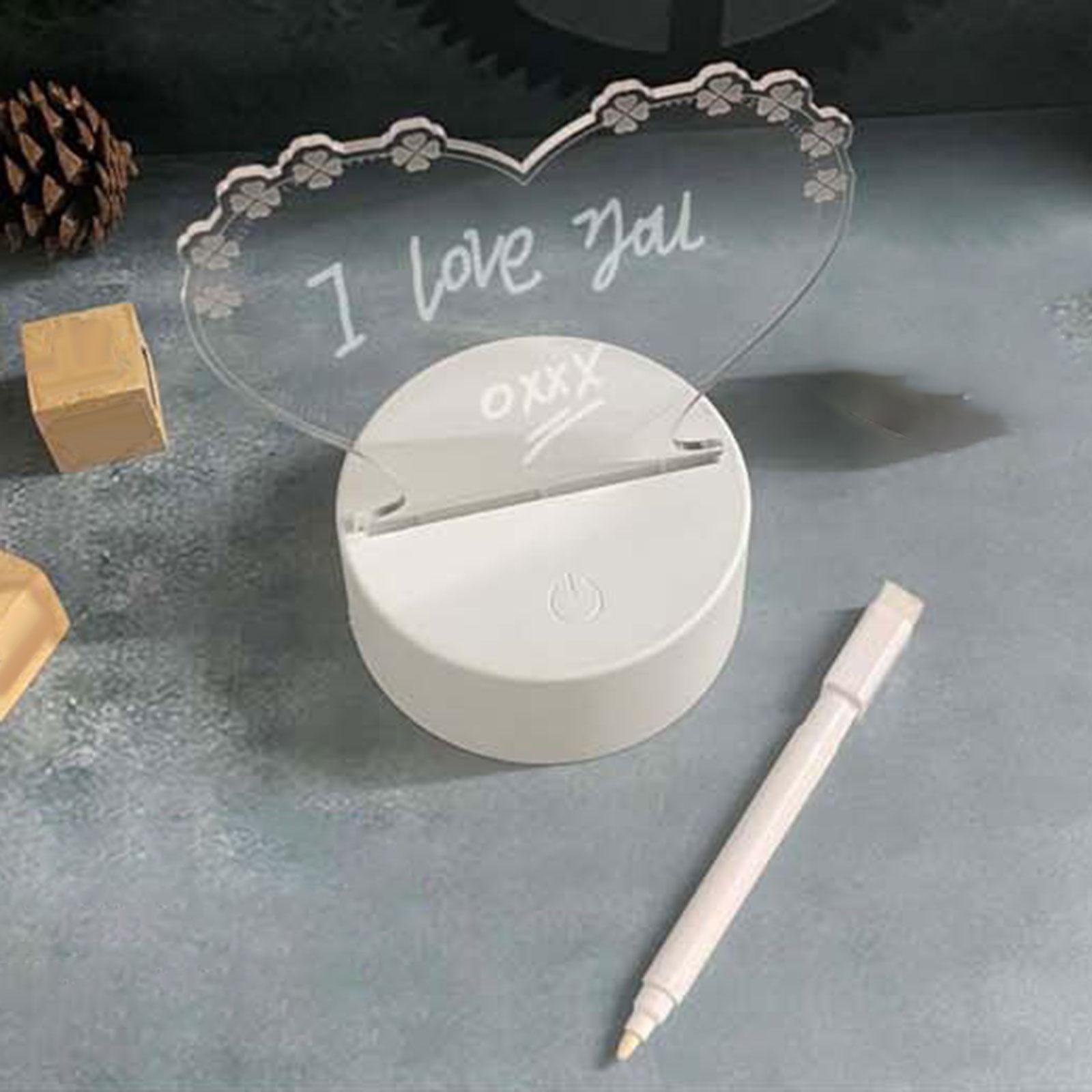 USB Message Boards Sign 3 Color LED Lamp Creative with Pen Note Memo Acrylic Whiteboard Bar Cafe Office Home Writing Note Board for Gift