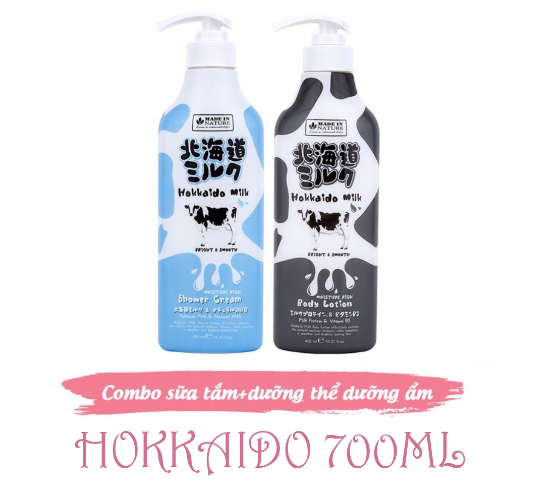 Combo Sữa Tắm và Dưỡng Thể Dưỡng Ẩm Sáng Mịn Da Beauty Buffet Hokkaido Made In Nature 700ml/Chai