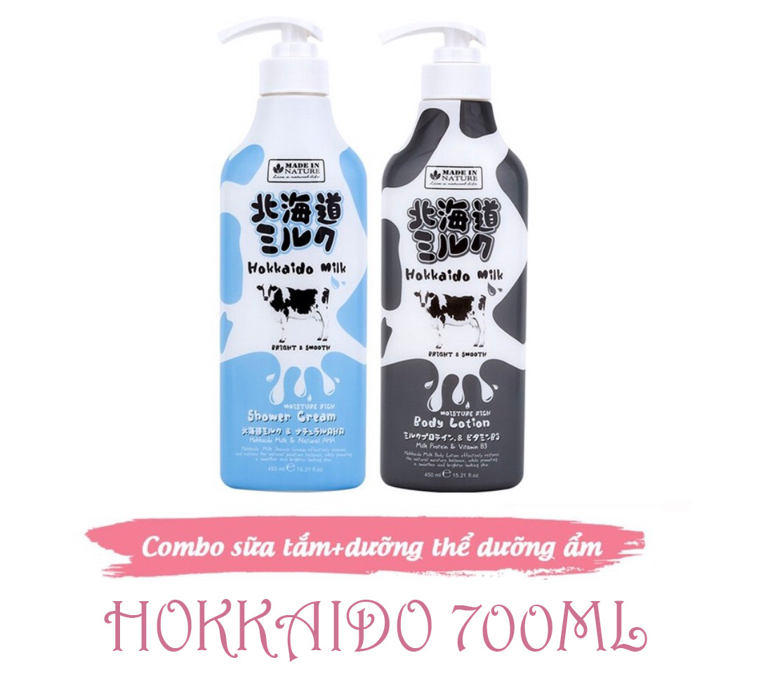 Combo Sữa Tắm và Dưỡng Thể Dưỡng Ẩm Sáng Mịn Da Beauty Buffet Hokkaido Made In Nature 700ml/Chai