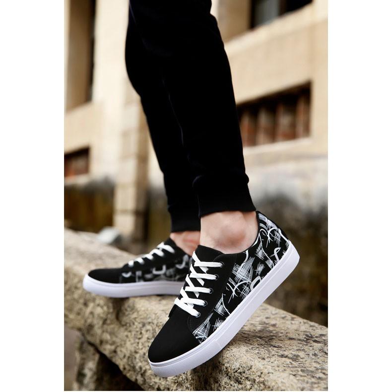 Giày sneaker nam đế cao su thân in nhiệt siêu bền GN376 Gấu Nâu