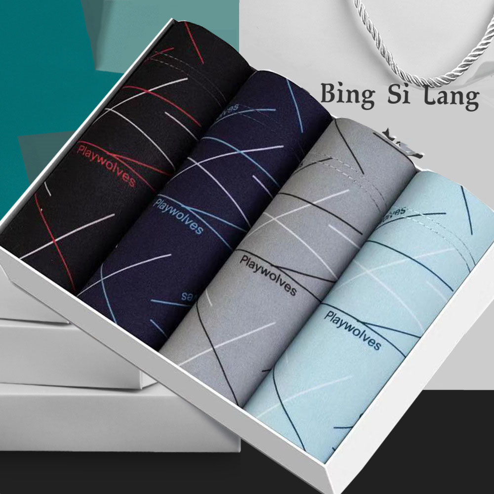 Bộ Combo 4 chiếc quần sịt boxer nam hoạt hình thông hơi thoáng khí GQ333