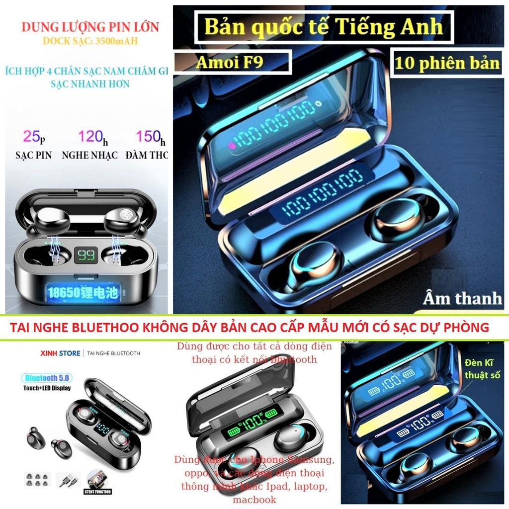 Tai nghe Bluethooth không dây F9 Pro bản nâng cấp cảm ứng mẫu mới âm thanh vòm 5D cực đã