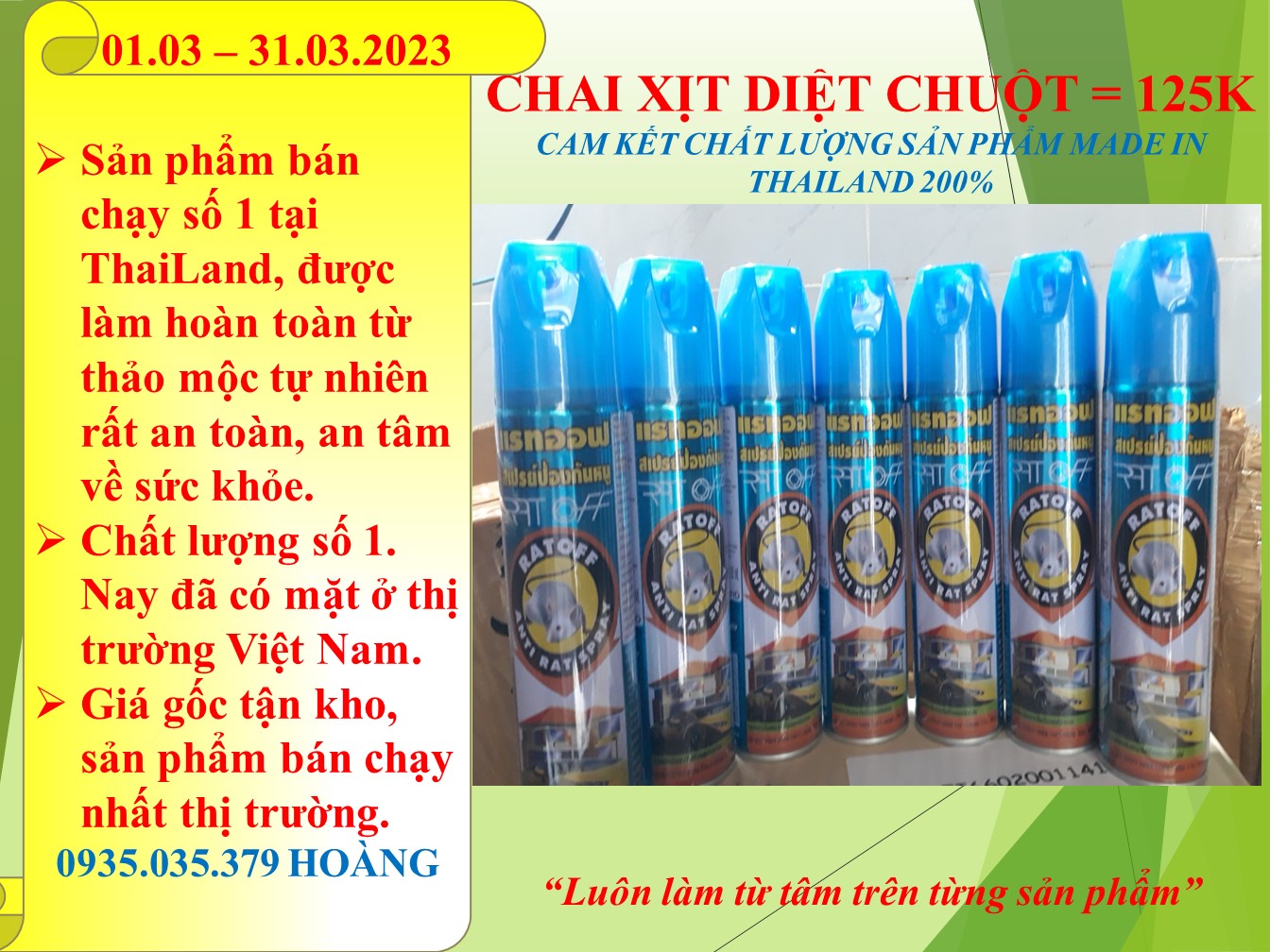 CHAI XỊT DIỆT CHUỘT- CAM KẾT HÀNG THẬT THAILAND 100