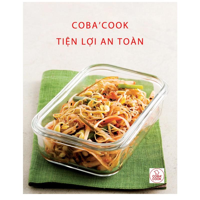 Bộ 3 Hộp Đựng Cơm Thủy Tinh Chịu Nhiệt COBA'COOK 3 Hộp Chữ Nhật 370ml Kèm Túi Da Cao Cấp Giữ -CCL33SS