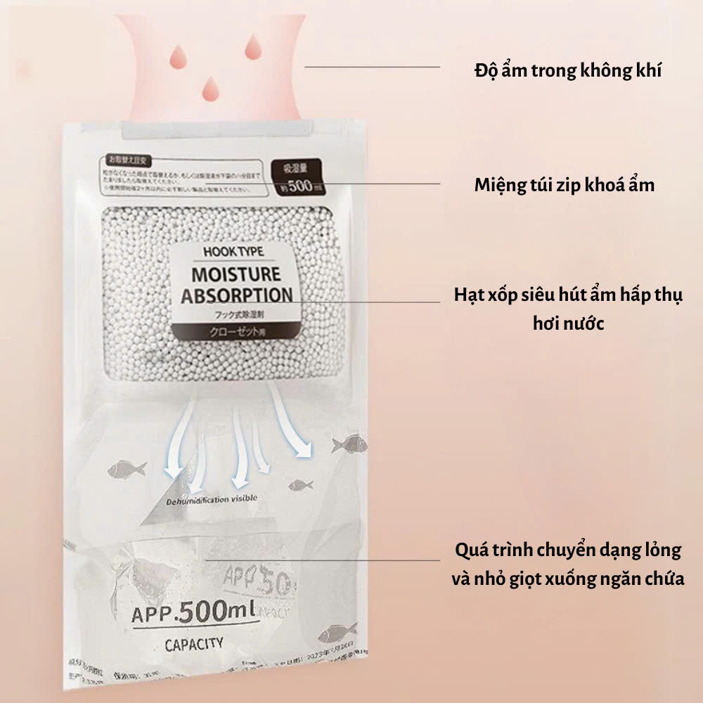 COMBO 4 Túi  hút ẩm chống mốc dạng treo dùng cho tủ quần áo tủ giầy giúp hút ẩm quần áo tránh bị ẩm mốc