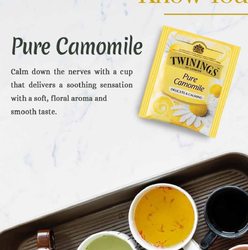 Trà TWININGS OF LONDON Pure Camomile hộp 25 gói x 1 g