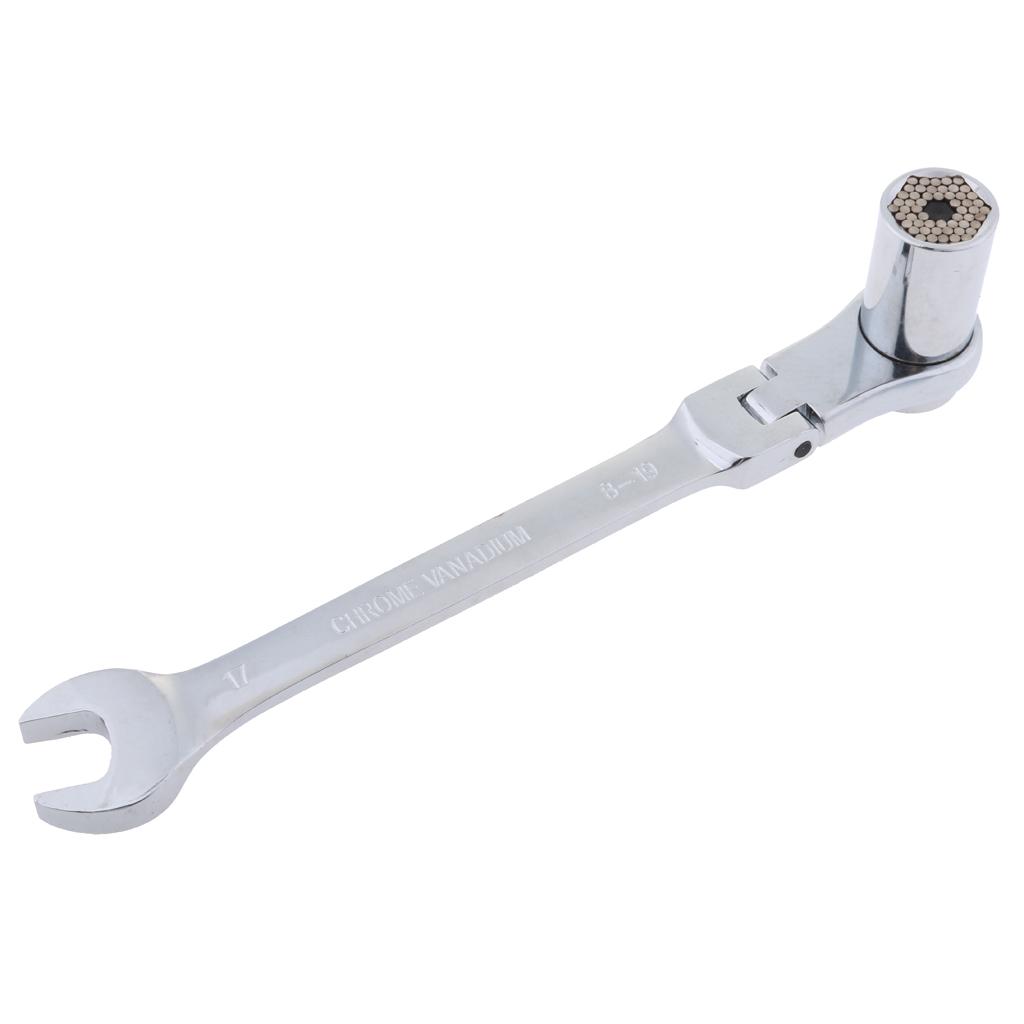 8-19mm Metric Flexible Head Ratcheting Wrench Combination Spanner Hand Tools