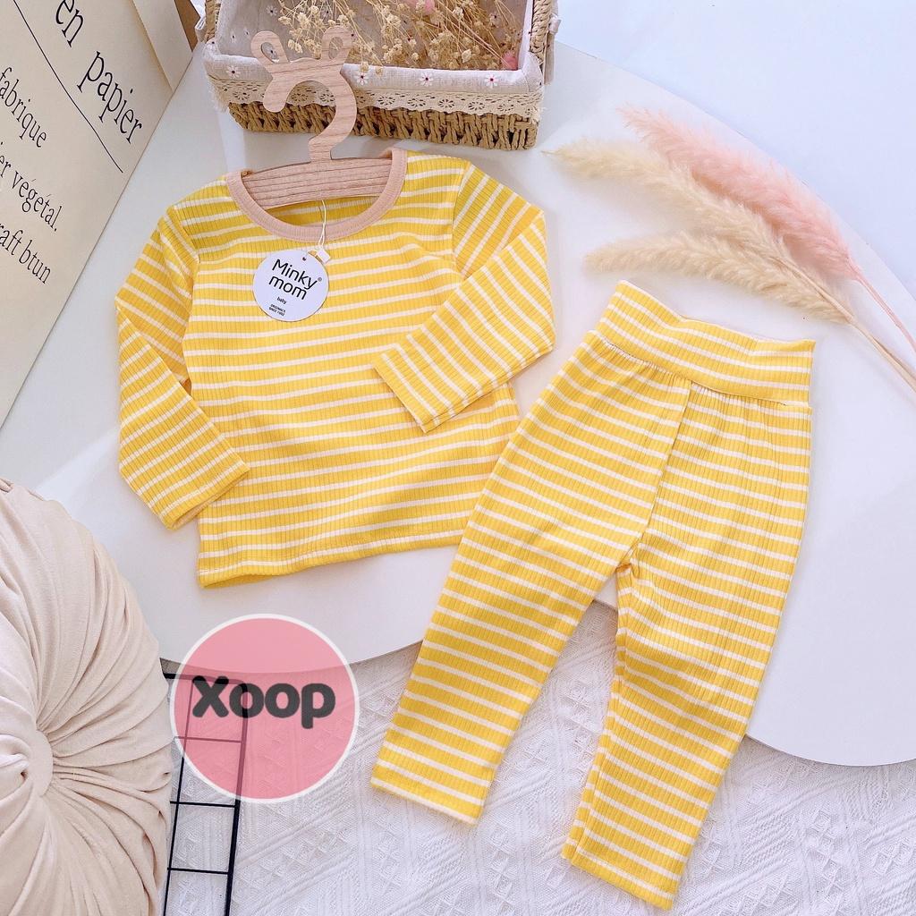 Bộ Dài Tay Kẻ Gân Cạp Cao Hàng Minky Mom Cho Bé Shop Phúc Yến