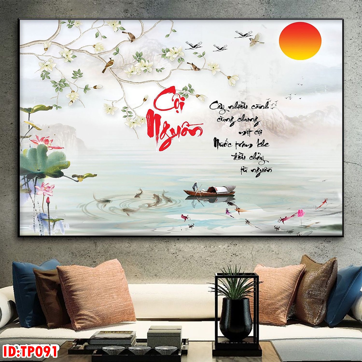 Tranh Canvas Chữ Cội Nguồn In Vải Canvas - Tranh Treo Tường Trang Trí Giá Rẻ