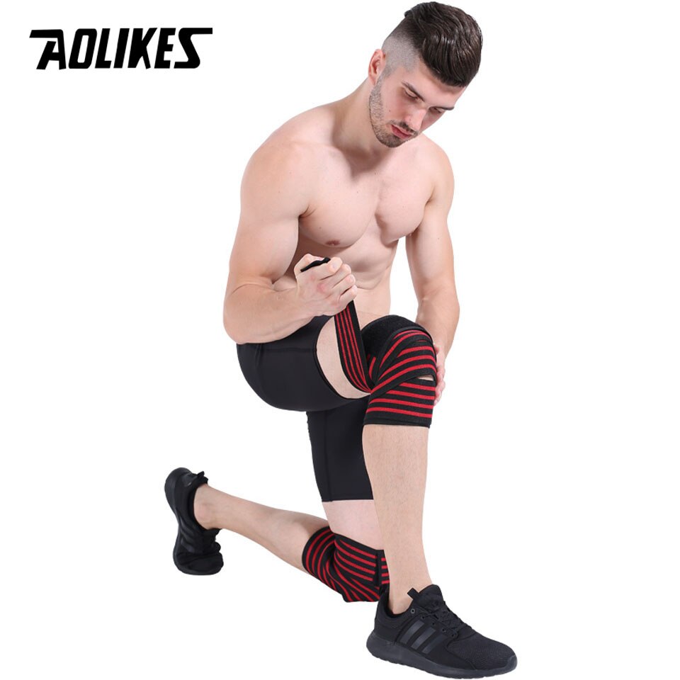 Bộ 2 băng quấn đầu gối tập gym AOLIKES A-7167 knee compression straps