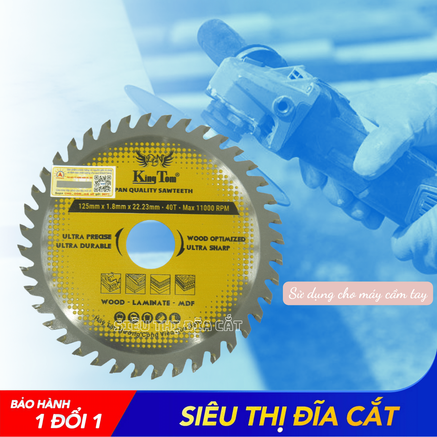 LƯỠI CƯA - LƯỠI CẮT GỖ 125-40 RĂNG KINGTOM VÀNG – CHẤT LƯỢNG VÔ ĐỊCH PHÂN KHÚC GIÁ RẺ!