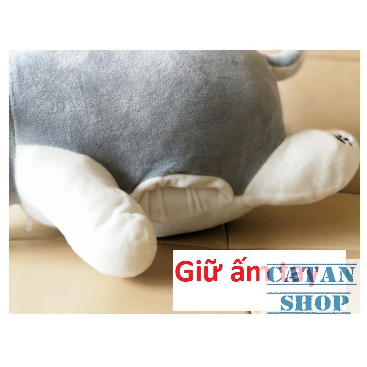 Gấu bông kèm mền, Gối mền chó Husky khăn quàng đỏ dai 60cm , nỉ nhung cực mịn