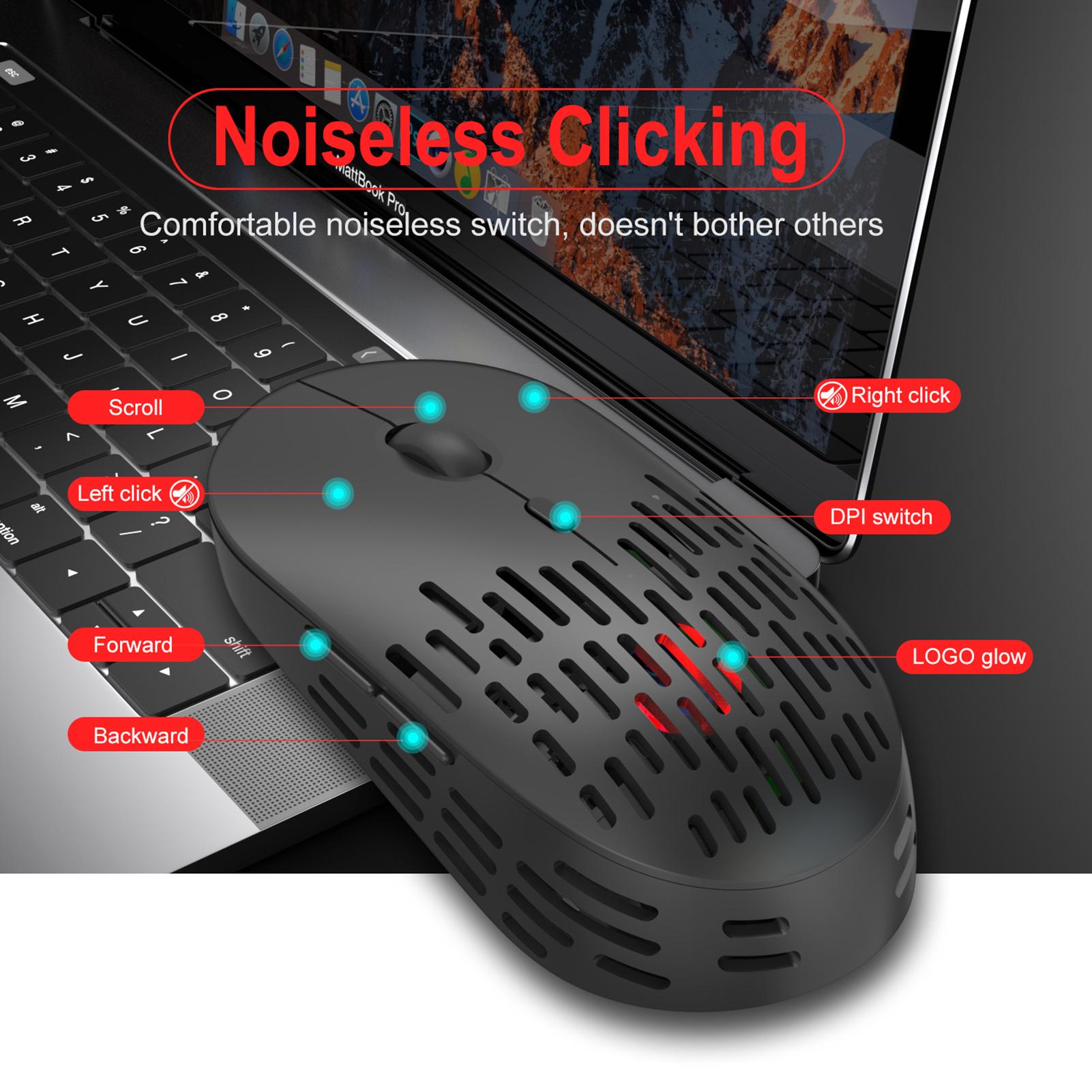 HXSJ T38 2.4G Wireless Mouse Mute Office Mouse 3 Adjustable DPI Colorful Breathing Light Built-in Rechargeable Battery
