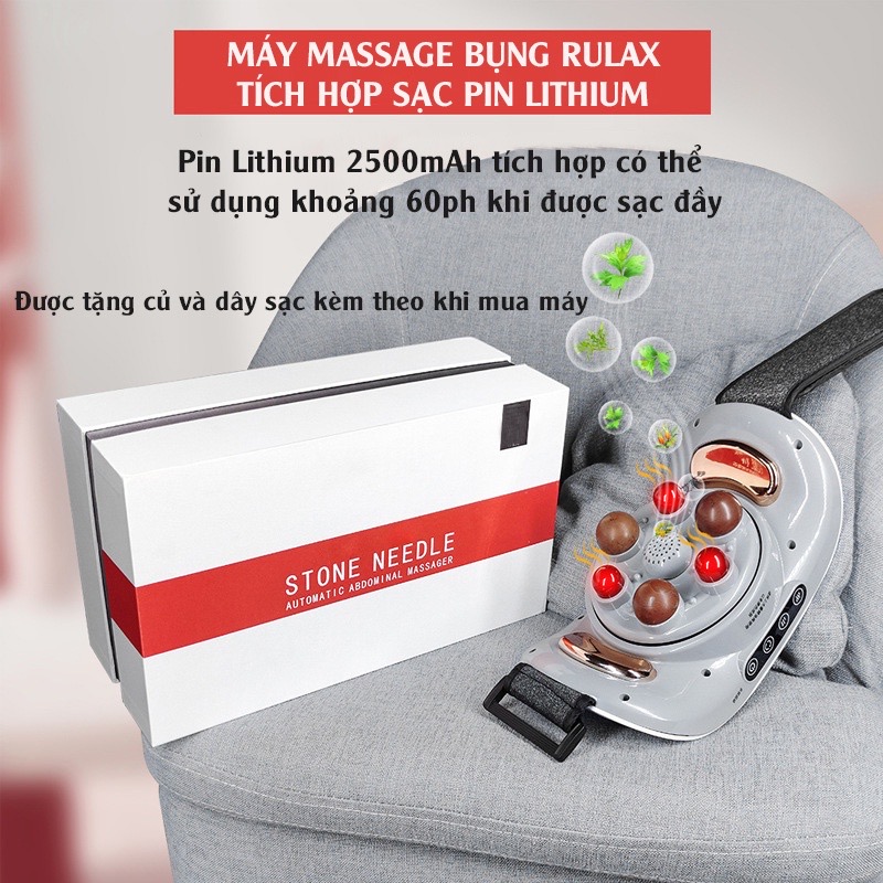 Hình ảnh Đai Massage Bụng RULAX, Hỗ Trợ Giảm Đau Nhức, Bi Đá Kết Hợp Hồng Ngoại, Giảm Đau Bụng Cho Người Viêm Đại Tràng, Táo Bón, tan mỡ bụng ,thon gọn cơthe