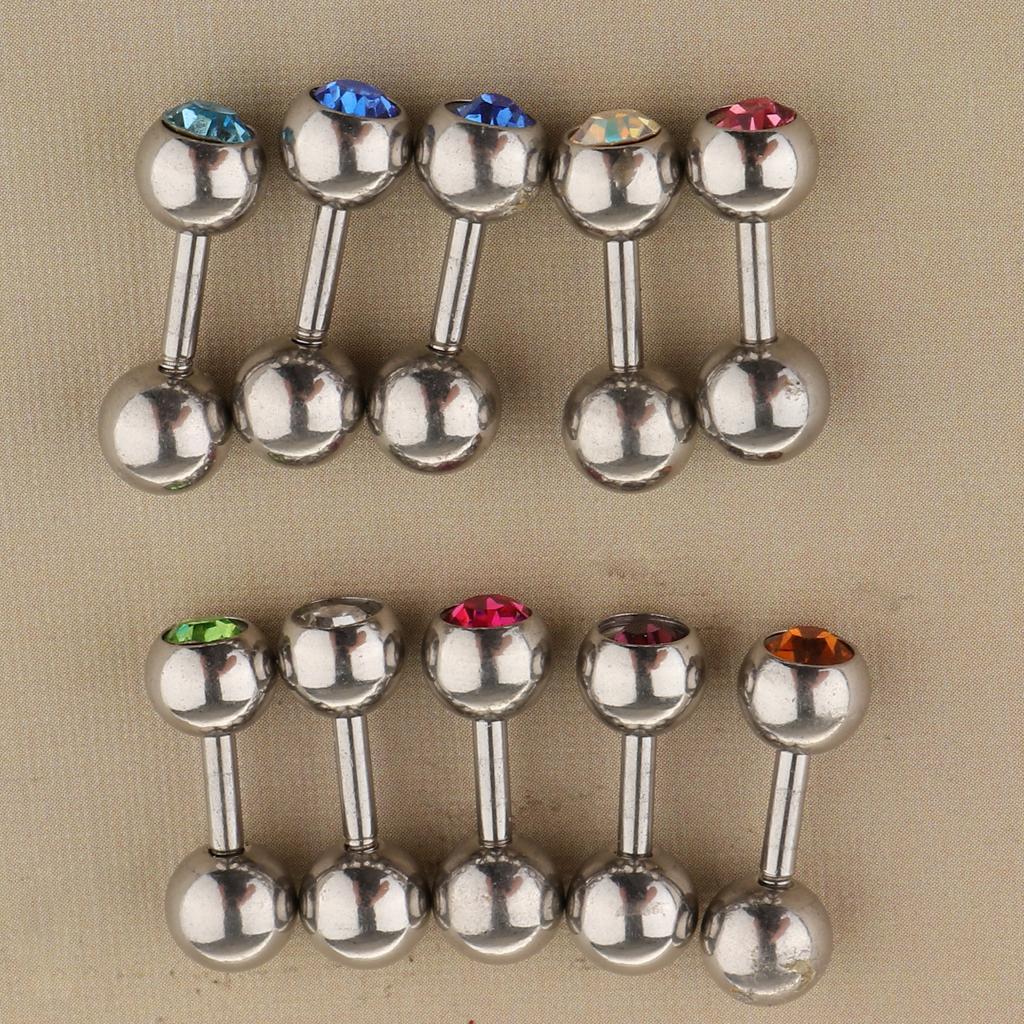 10 Pieces Stainless Steel Ear   Lip  Bar Piercings Jewelry