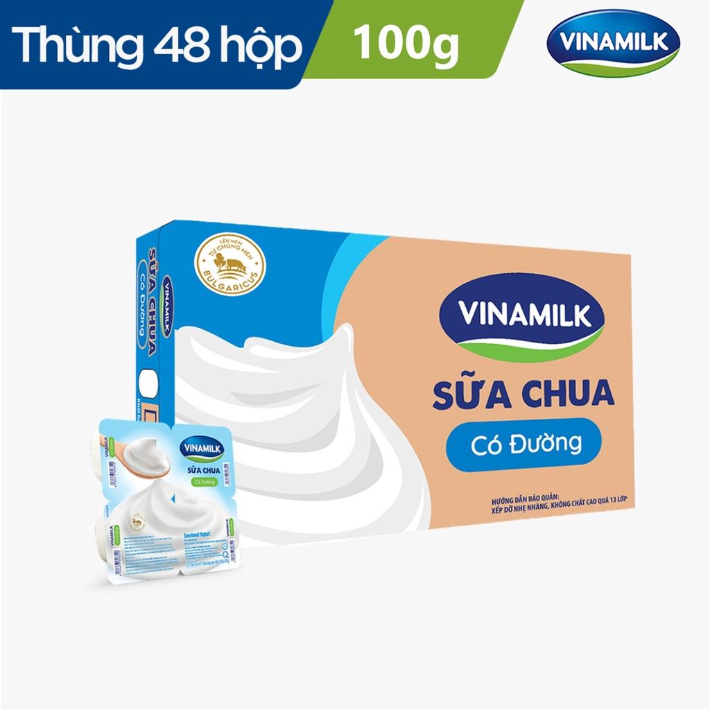 2 Thùng Sữa chua ăn Vinamilk có đường 100g Yaourt 48 hộp/thùng