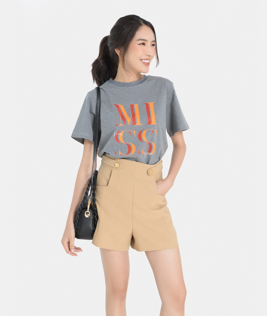 Áo thun nữ thời trang HNOSS form body in chữ &quot;Miss&quot; HNATH030