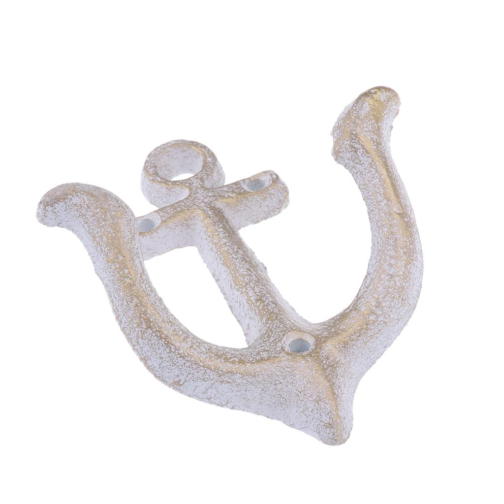 4x Wall Hook Heavy Duty Rack Hanger White Wall Mounted Vintage Anchor Shape