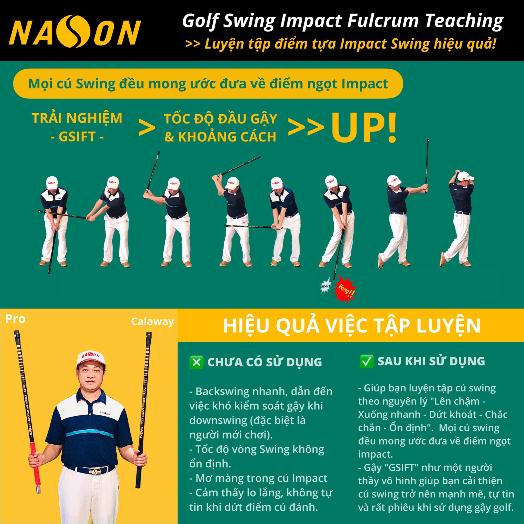 GOLF SWING IMPACT FULCRUM TEACHING (Gậy tập luyện điểm tựa impact) - Phiên bản chuyên nghiệp (Màu đỏ)