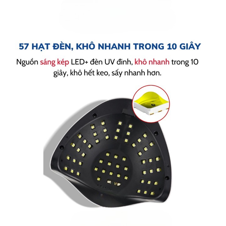 Máy sấy gel hơ móng tay tích điện Sun X7 Max 57 bóng Led/ UV bảo vệ quá nhiệt an toàn cho mắt không hại da tay