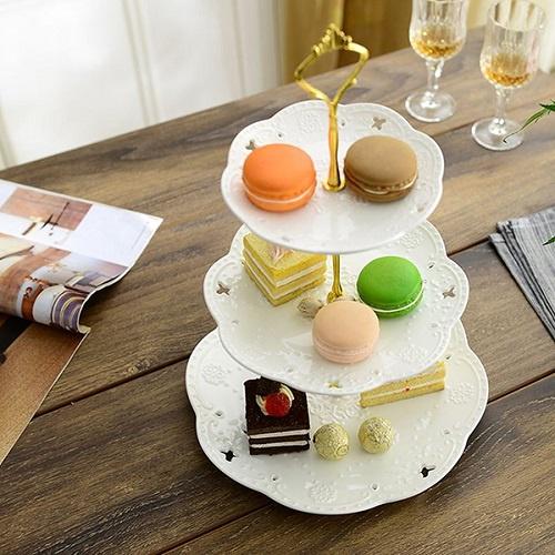 Khay Kệ Đựng Trái Cây Đựng Bánh 3 Tầng Hình Tròn Hình Vuông Sang Trọng