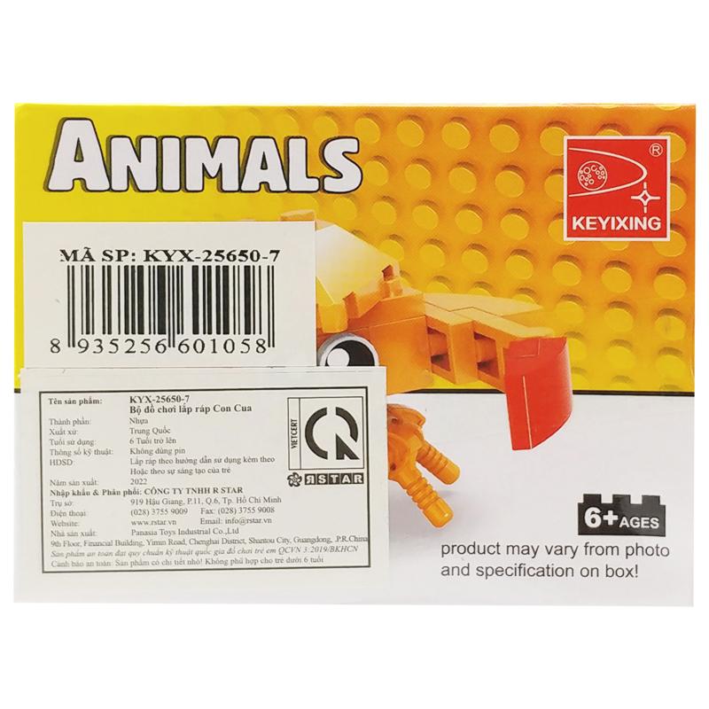 Đồ Chơi Lắp Ráp Animals - Keyixing KYX-25650-7 - Con Cua (30 Mảnh Ghép)