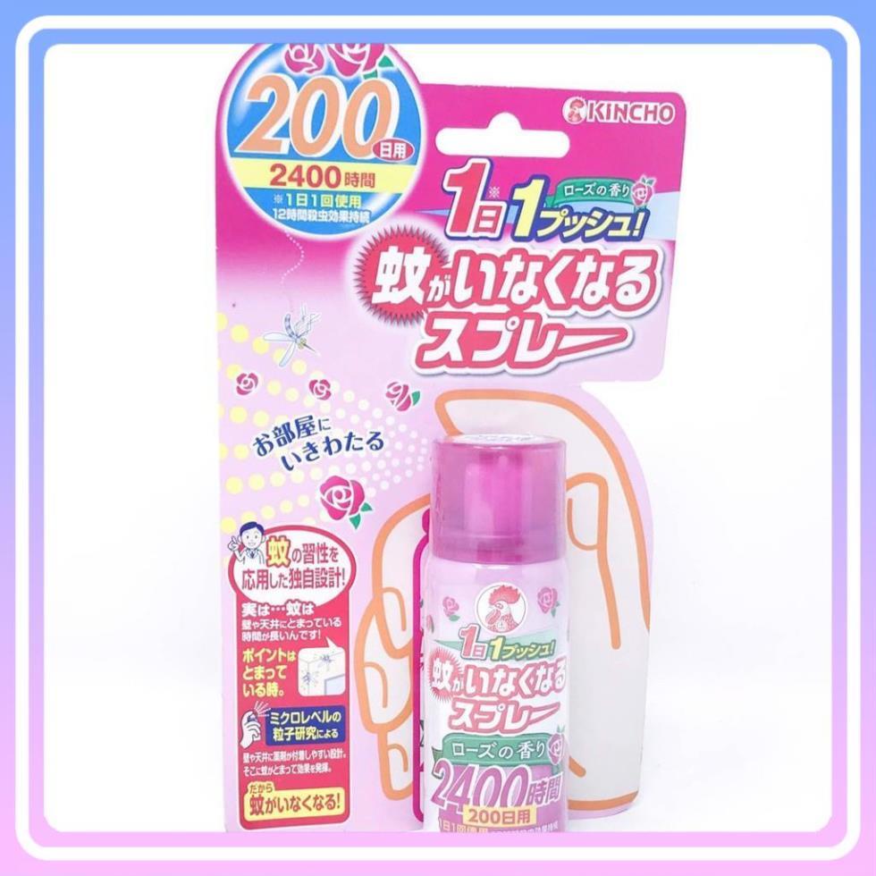 Xịt đuổi muỗi Kincho dùng trong 200 ngày 45ml Hương hoa hồng
