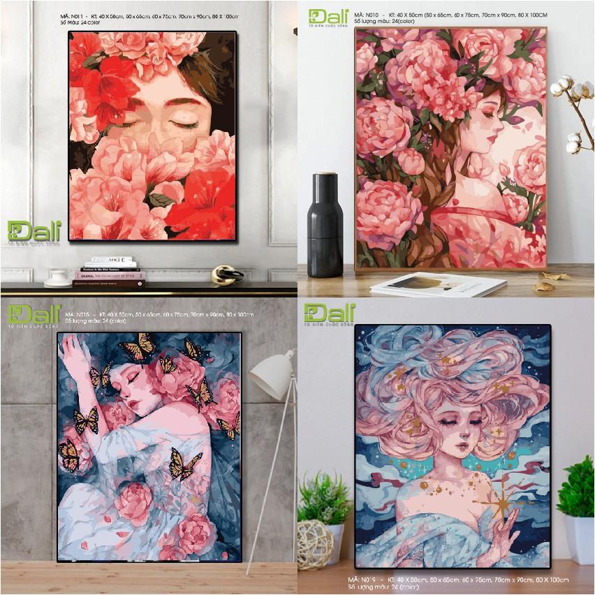 Tranh tô màu số hóa nàng thơ các mẫu căng khung Kích thước 40-50