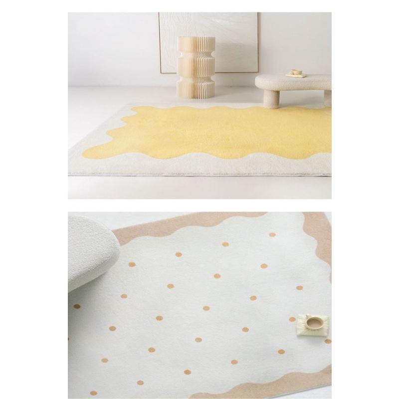 Thảm Trải Sàn Nhẹ Màu Kem Cà Phê Phong Cách Hàn Quốc Sang Trọng