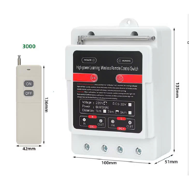Điều Khijển Từ Xa 3000 Mét 1 Pha &amp; 3 Pha 22kW - Chống Mất Pha, Tải Khỏe Siêu Bền, Loại Xịn, đèn trang trí, đồng hồ trẻo tường